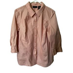 Apostrophe Striped & Dot Women’s Button Down Shirt XL